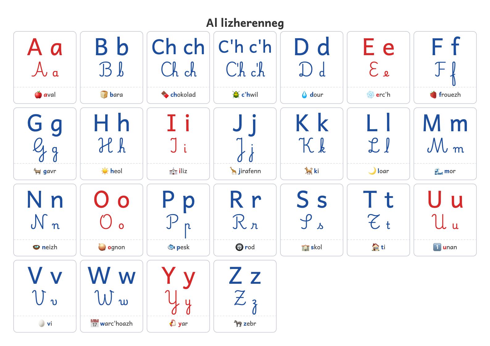 Rakwel, pajenn 1 : Skritell al lizherenneg A3 evit ar c’hlas (skript hag a-stag)
