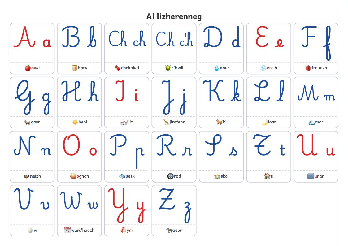Aperçu, page 2 : Affiche de l’alphabet en écriture attachée (cursive)