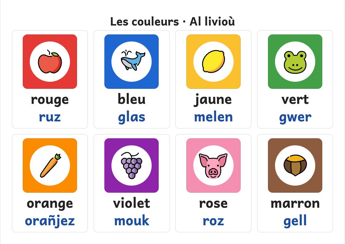 Aperçu, page 1 : Affiche des couleurs : rouge, bleu, jaune, vert…