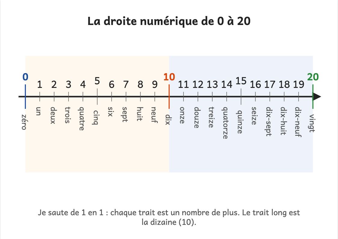Aperçu, page 1 : Droite numérique de 0 à 20 à imprimer