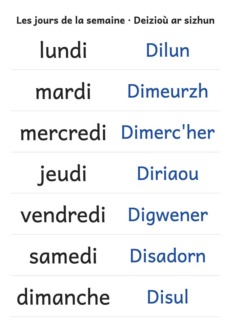 Aperçu, page 1 : Affiche des jours de la semaine (maternelle)