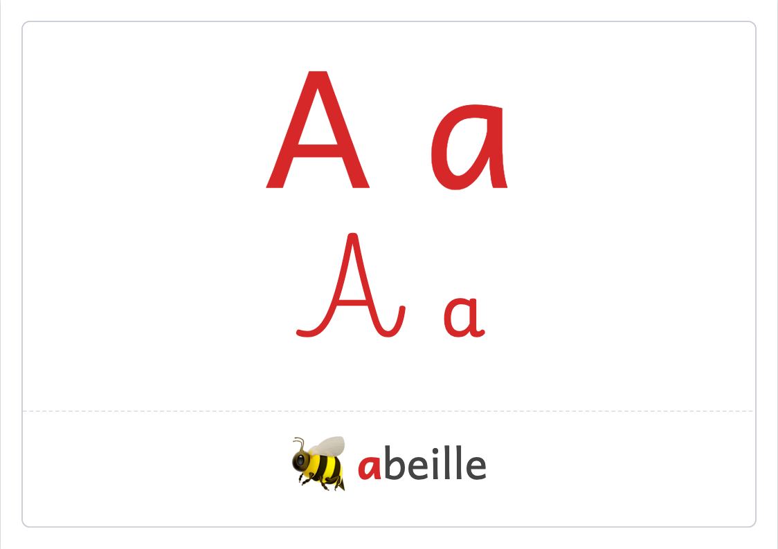 Aperçu, page 1 : Alphabet : une grande lettre par page (frise de la classe)