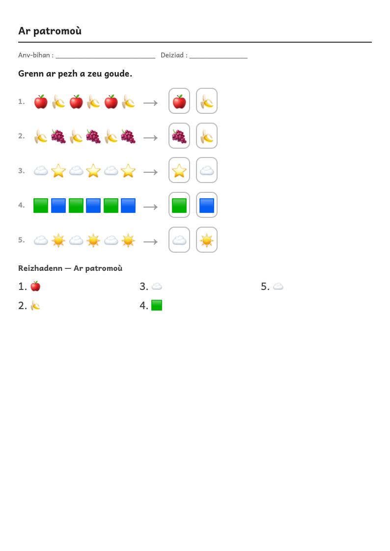 Rakwel, pajenn 1 : Ar patromoù