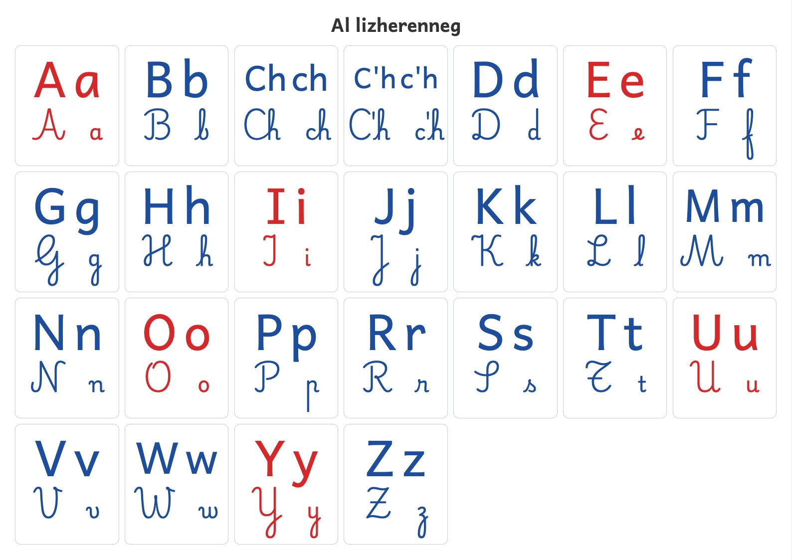 Affiche de l'alphabet breton A3 (al lizherenneg)